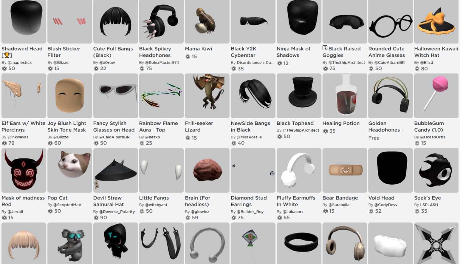 Roblox Avatar Accessories