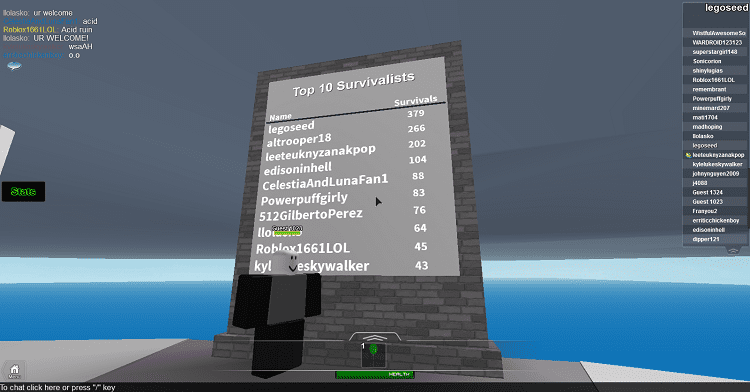 natural disaster survival leaderboard